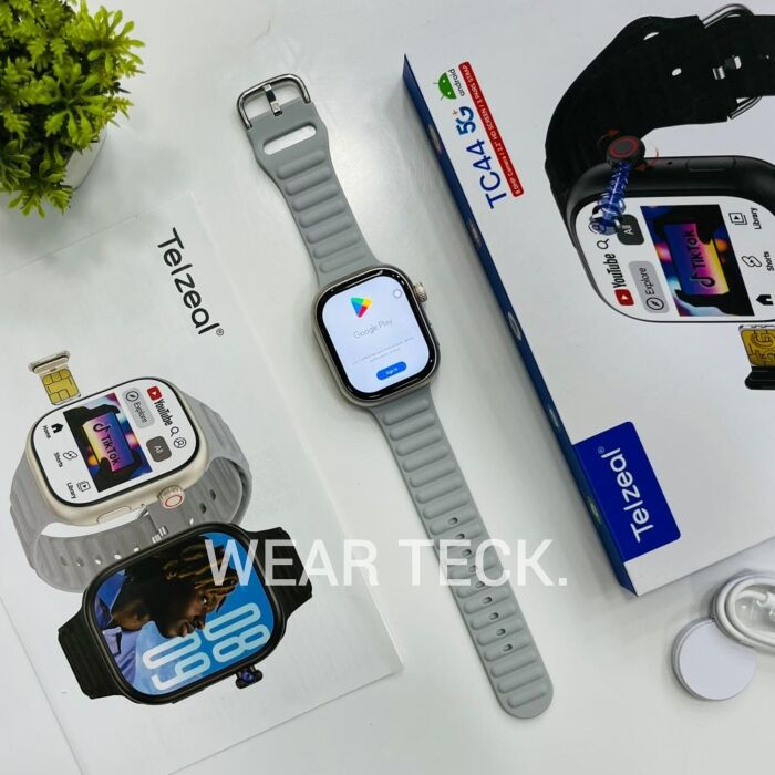 TC44-Silver - Telzeal TC44 5G Android Sim Watch | 6/64 GB | 360 Rotating Camera | Amoled Display