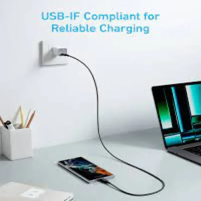 Anker 322 Braided Usb-C to Usb-C Cable 60W 3ft - Black 5 - Anker 322 Braided Usb-C to Usb-C Cable 60W 6ft - Black