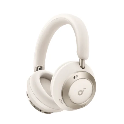 Anker Soundcore Space One Pro, FlexiCurve OverEar Headphone, Adaptive Active Noise Cancelling Headphones Driven by 6 Mics, 60H Lossless Audio, Ultra-Fast Charging, Hi-Res Wireless, Comfortable Fit - White